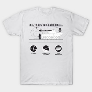 Infographics of Pz-V Panther on white T-Shirt